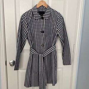 Talbots Blue Buttoned Tie Front Trench Coat